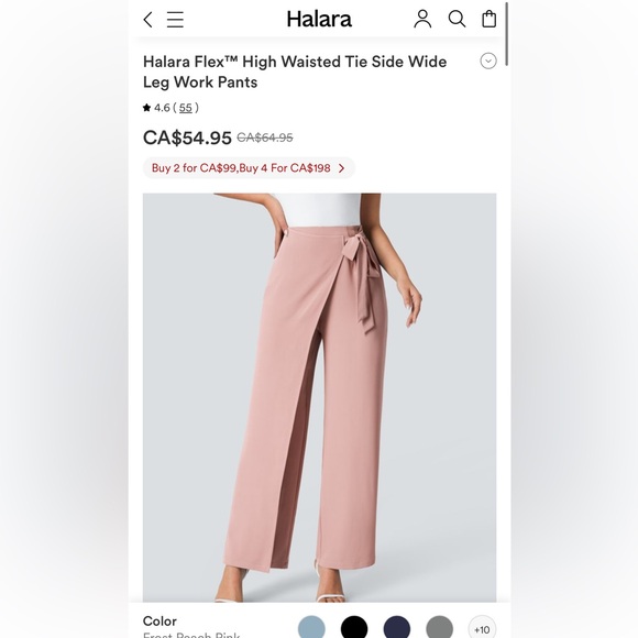 HALARA Pants - Halara Pink High Waisted Tie Side Wide Leg Pants Blush Pink NWT Small  MSRP $65